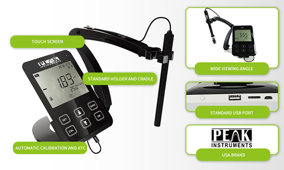 Panel táctil LCD de 5 pulgadas Tablet pH mV medidor con calibración de 3 puntos y alta precisión