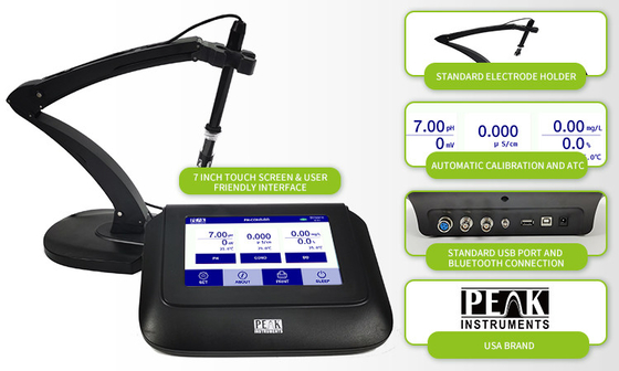 Laboratorio de alta precisión de pantalla táctil capacitiva de banco pH medidor con calibración de 2 puntos
