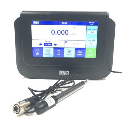 Medidor de conductividad de agua de alta pureza con pantalla táctil de 7 pulgadas y compensación automática de temperatura